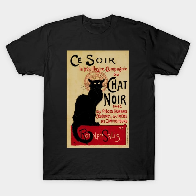 Ce Soir Chat Noir by Theophile Alexandre Steinlen T-Shirt by MasterpieceCafe